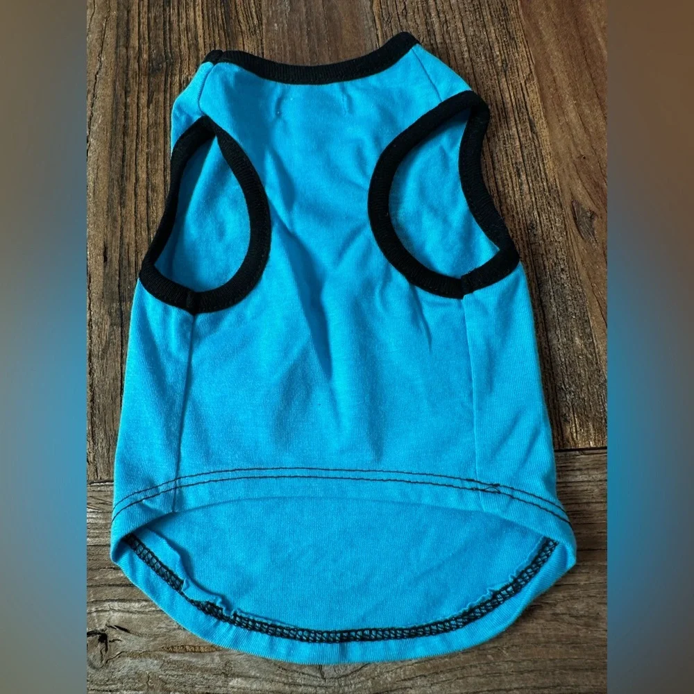 Spirit Blue Dog Shirt with Black and White Suspenders Design